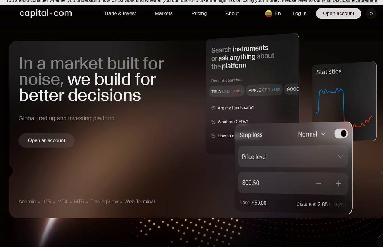 Screenshot of the Capital.com website