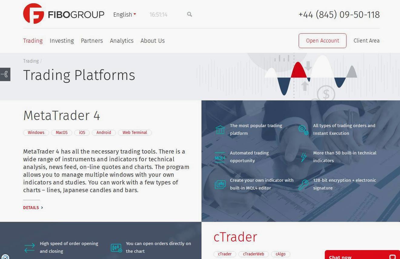 The platform page on the FIBO Group website
