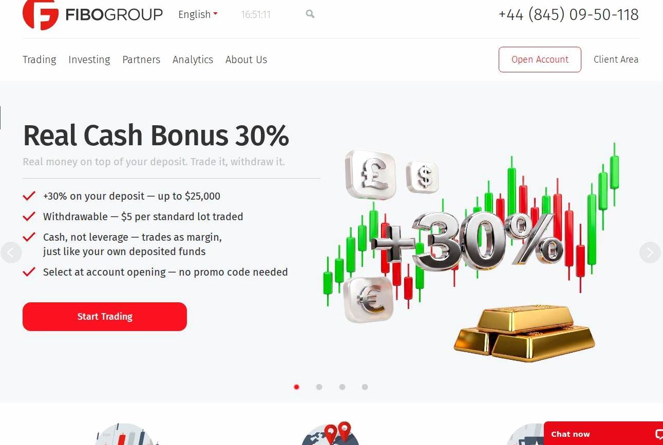 Screenshot of the FIBO Group website