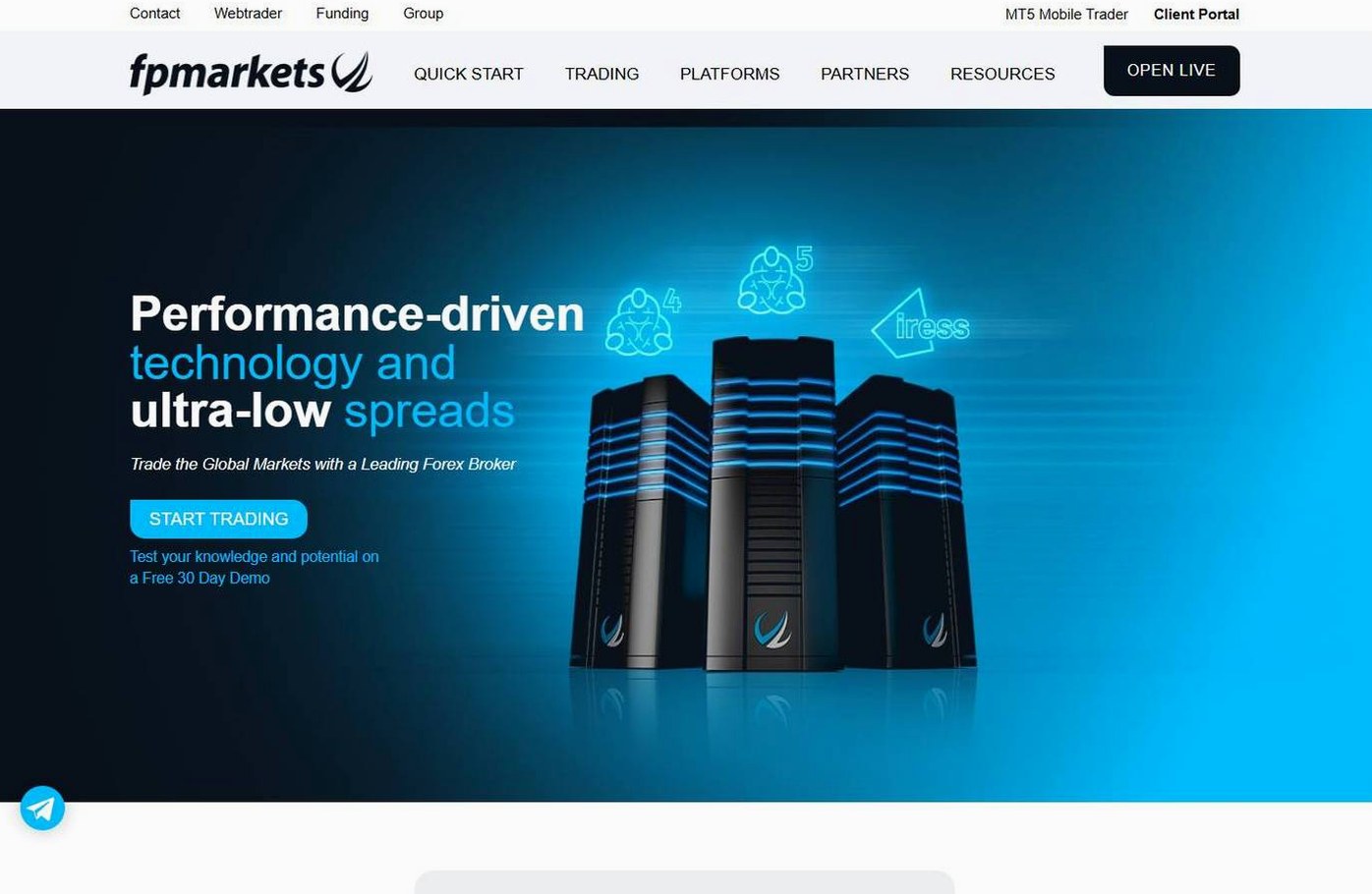 Screenshot of the FP Markets website