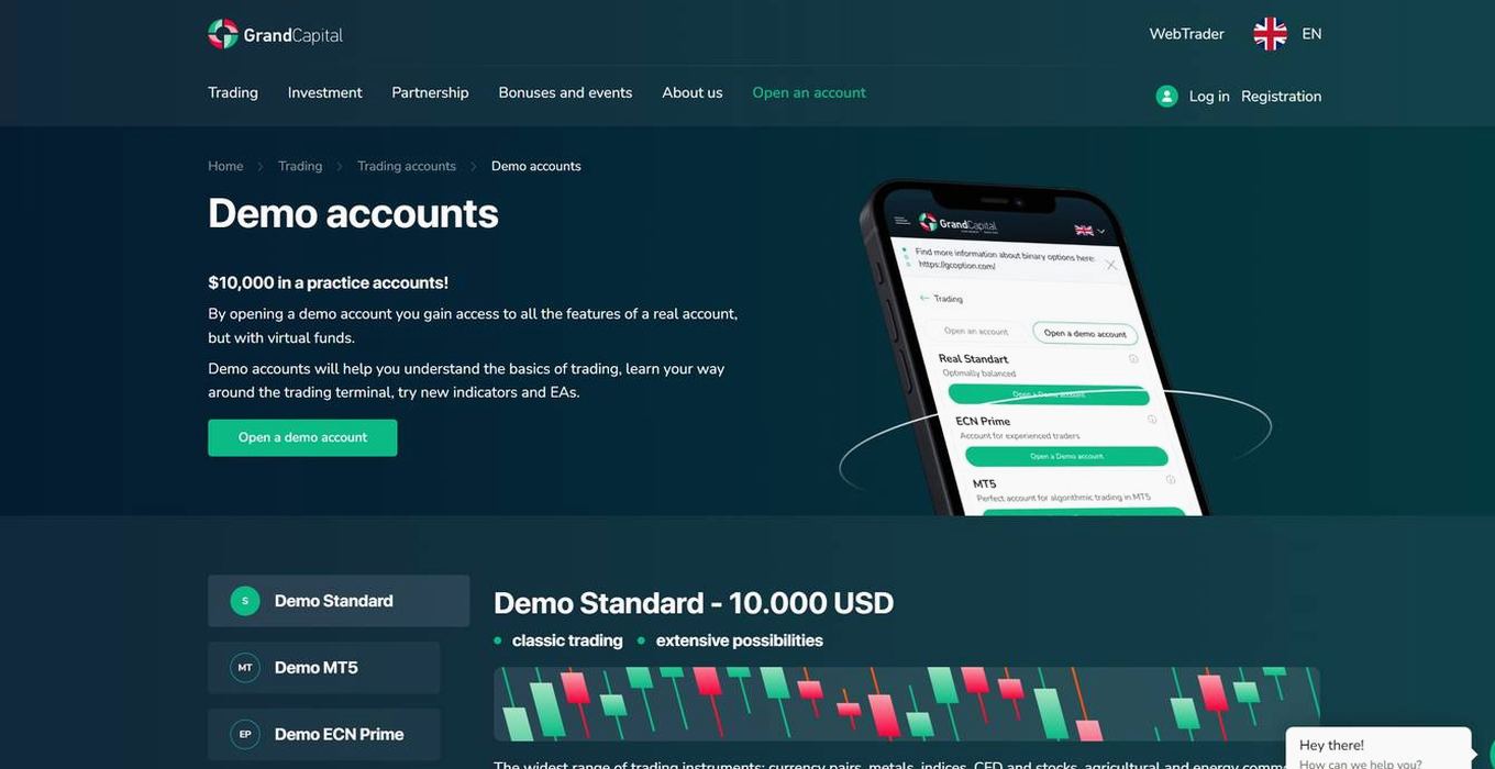 Screenshot of the Grand Capital website