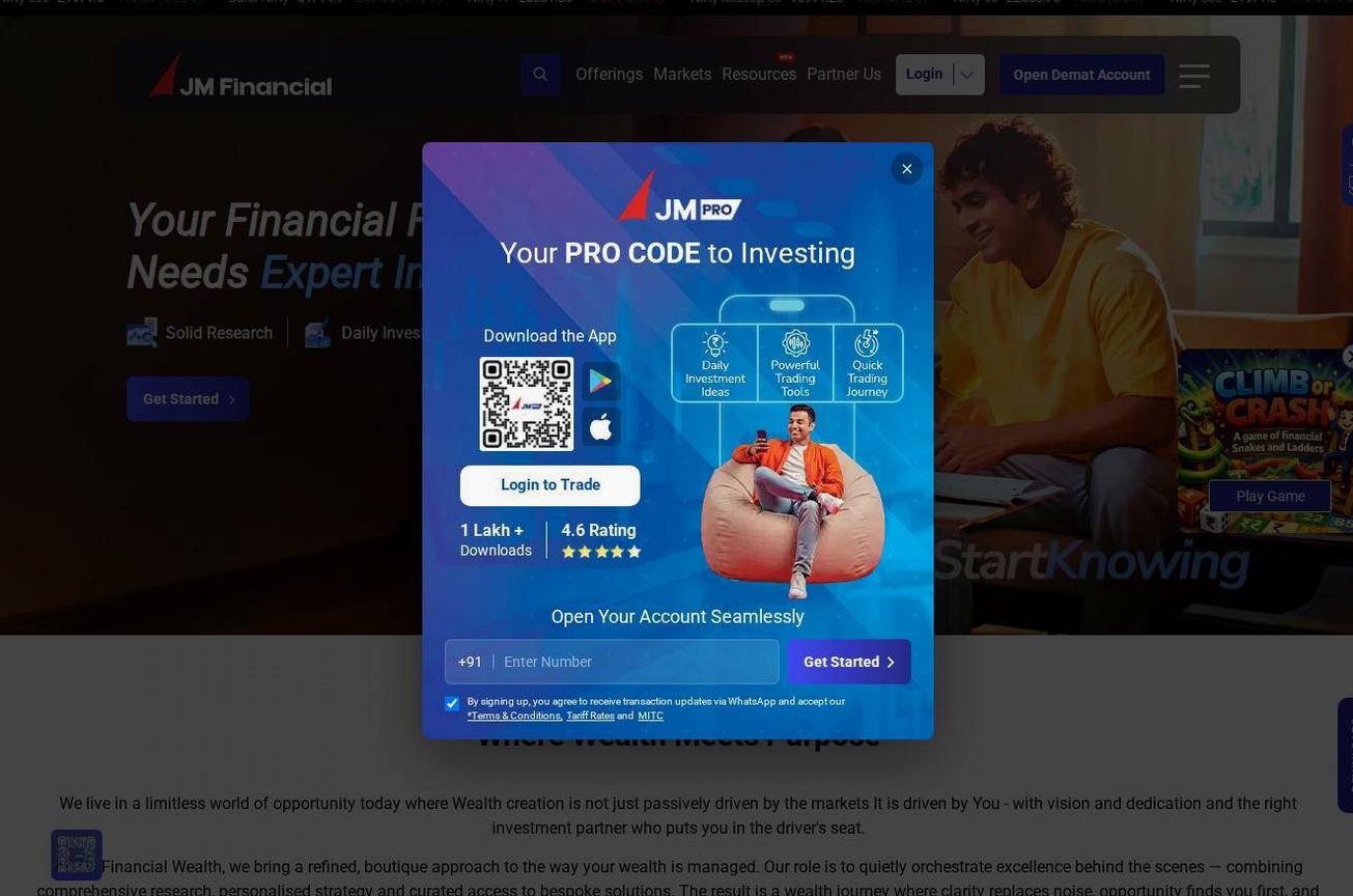 Screenshot of the JM Financial website