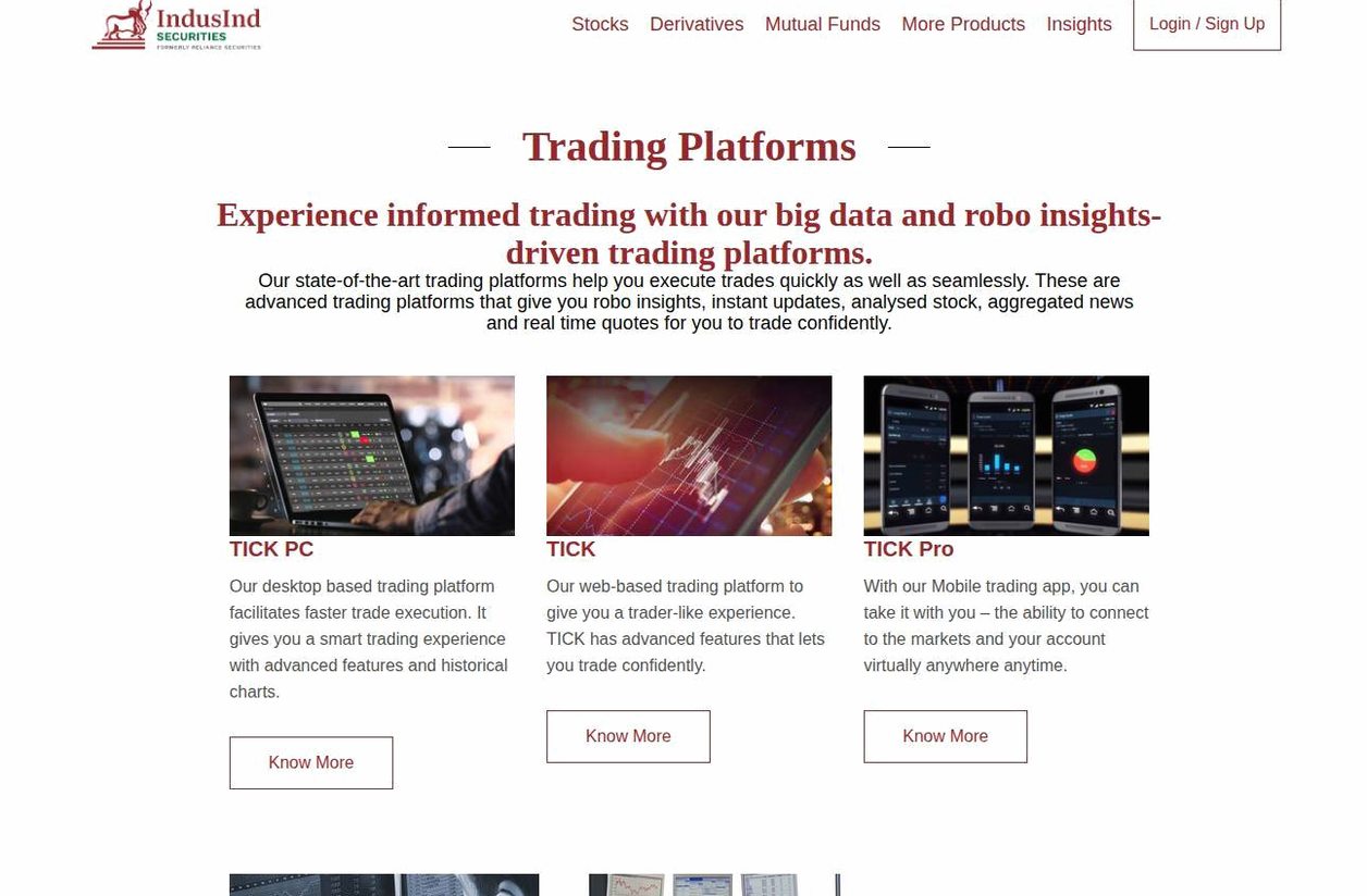 The platform page on the Reliance Securities website