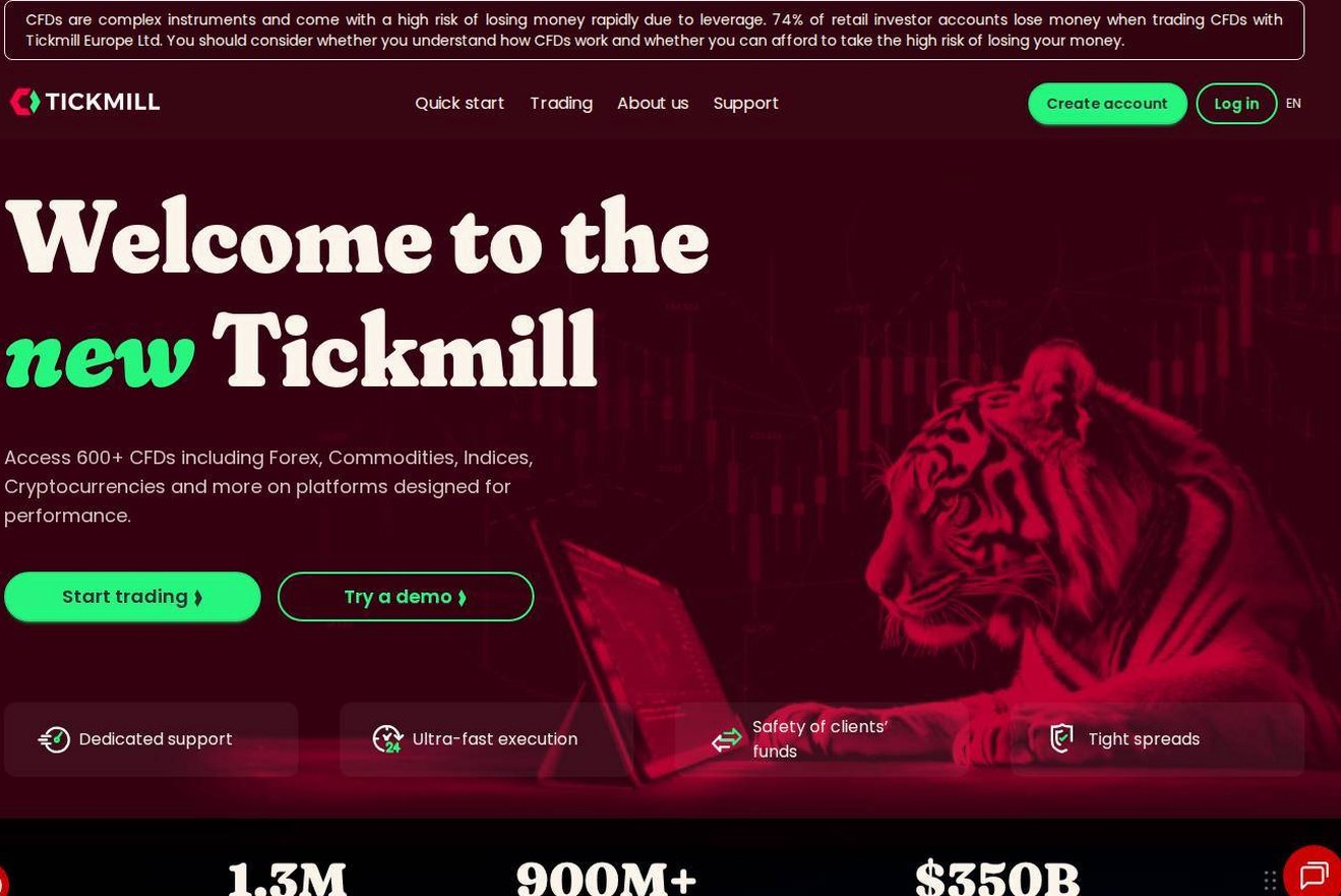 The platform page on the Tickmill website